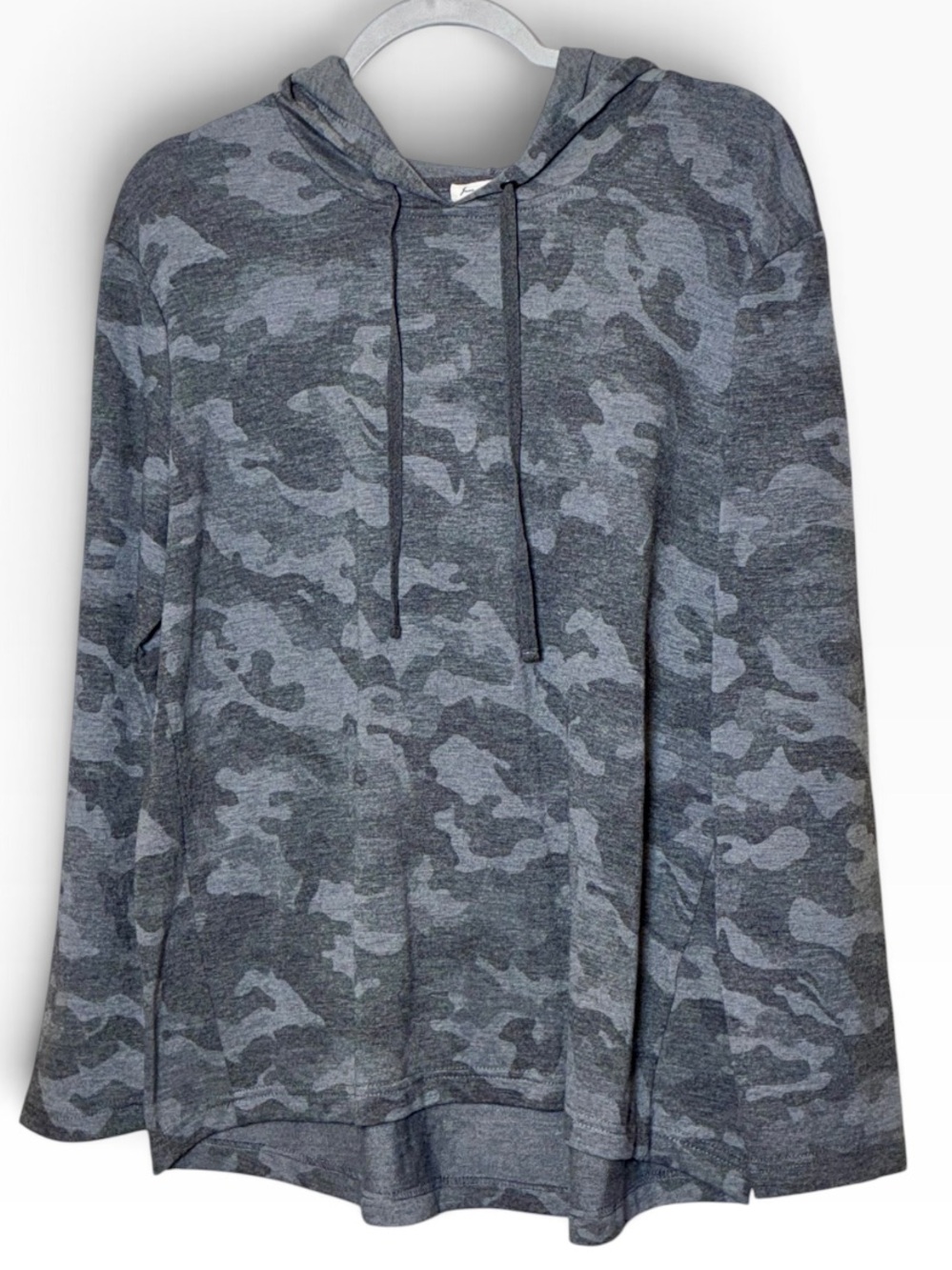 Jane and Delancey Lightweight Luxe Pullover Hoodie Gray Camo Print Oversized